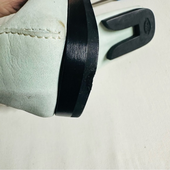 Tod's *Damaged* Gommino Leather Driving Shoes Light Mint Green Black - Picture 9 of 12